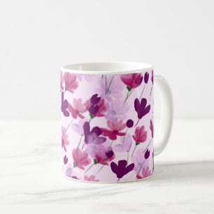 Pretty Purple And Mauve Pink Spring Wildflower Coffee Mug