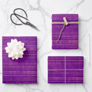 Pretty Purple and Pink Distressed  Stripes Pattern Wrapping Paper Sheet