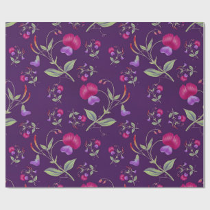 Pretty Purple and Pink Floral Pattern Wrapping Paper