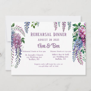Pretty Purple and Pink Wisteria Rehearsal Dinner  Invitation