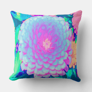 Pretty Purple and Pink Zinnia in the Summer Garden Throw Pillow