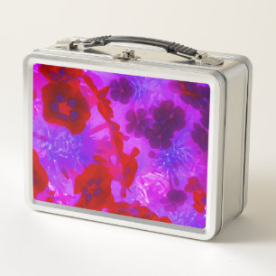 Pretty Purple and Red Garden Phlox Flowers Metal Lunch Box
