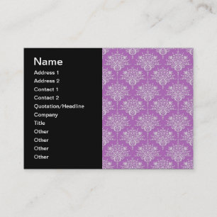 Pretty Purple and White Damask Business Card