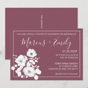 Pretty Purple and White Floral Wedding  Invitation