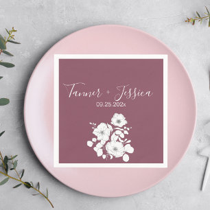 Pretty Purple and White Floral Wedding Napkin