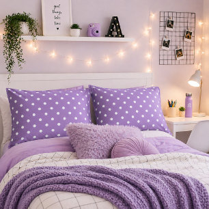 Pretty Purple and White Polka dots Pillowcase