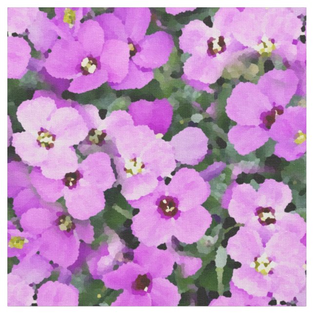 Pretty Purple Blossoms Abstract Flowers Fabric (Close Up)