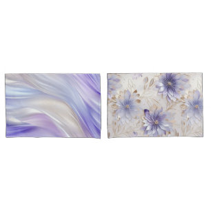 Pretty Purple Blue Pearl White Floral Pillowcase