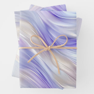Pretty Purple Blue Pearl White Swirls Wrapping Paper Sheet