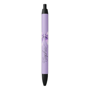 Pretty Purple Bow Personalized Name Black Ink Pen