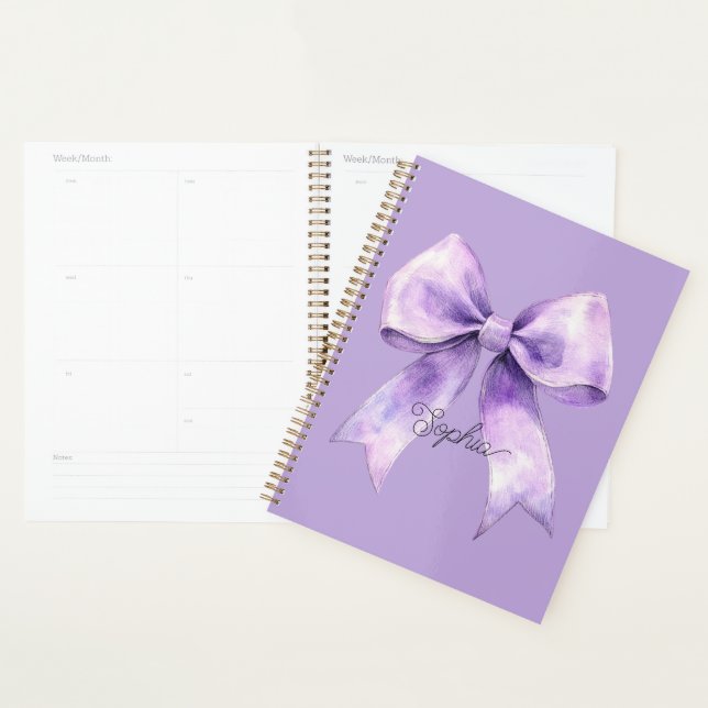 Pretty Purple Bow Personalized Name Planner (Display)