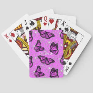 pretty purple butterflies pattern personalized playing cards