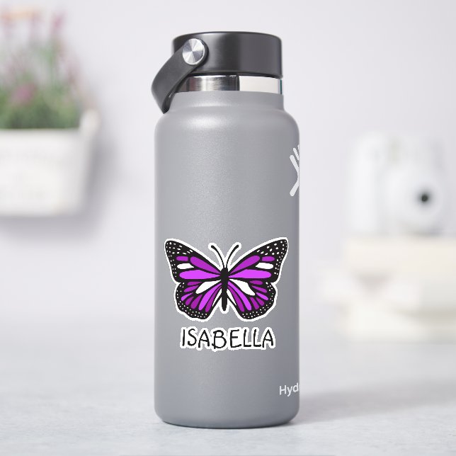 Pretty Purple Butterfly and Name Personalized   (HydroFlask)