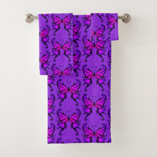 Pretty Purple Butterfly Her Bath Towel Set