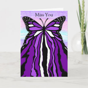Pretty Purple Butterfly Miss You Card