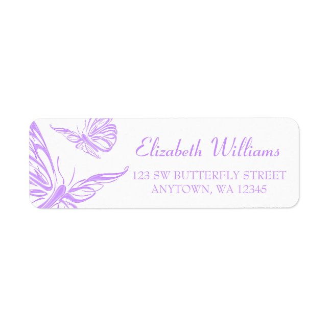 Pretty Purple Butterfly Return Address Label (Front)