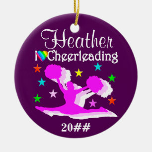 PRETTY PURPLE CUSTOM CHEERLEADER ORNAMENT