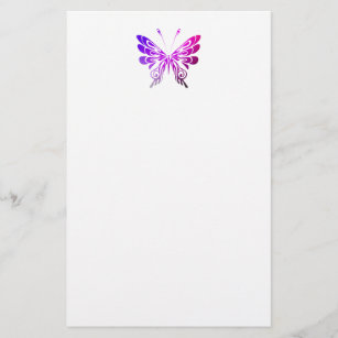 Pretty Purple Decorative Butterfly Drawing Stationery