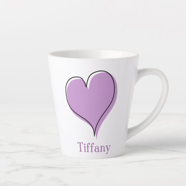 Pretty Purple Doodle Heart Latte Mug (Right)