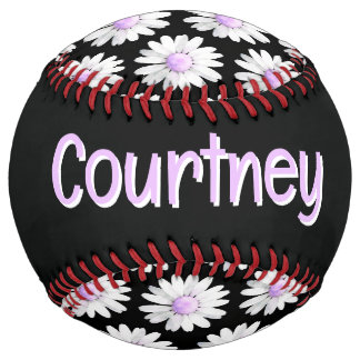 Pretty Purple Dotted Daisy's (personalize) Softball