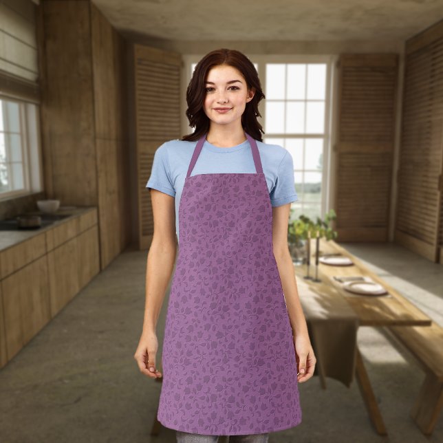 Pretty Purple Floral All-Over Print Apron (Creator Uploaded)