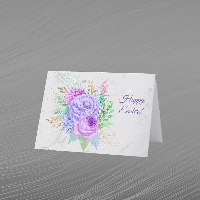 Pretty Purple Floral Bouquet Easter Holiday Card (Creator Uploaded)