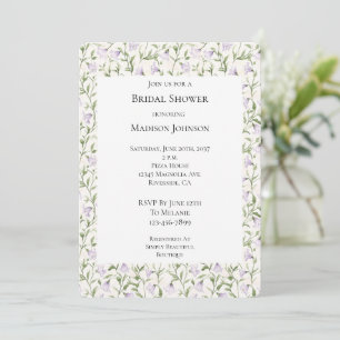 Pretty Purple Floral Bridal Shower Invitation