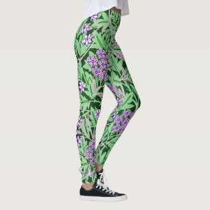Pretty Purple Floral Pattern Leggings
