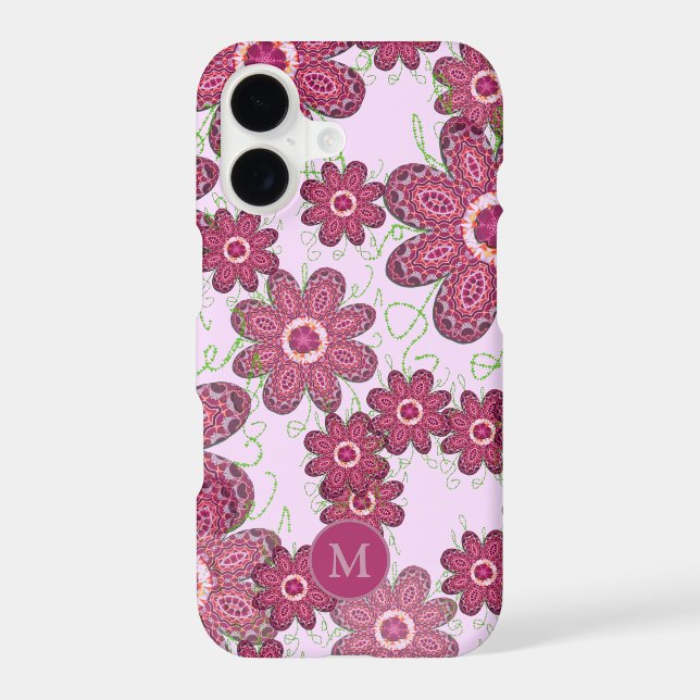Pretty Purple Floral Pattern Monogrammed (Back)