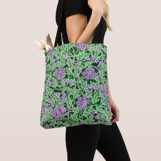 Pretty Purple Floral Pattern Tote Bag (Close Up)