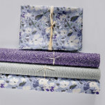 Pretty Purple Floral Patterns Wrapping Paper Sheet<br><div class="desc">A set of pretty purple floral patterns. Includes one floral and two accent patterns. Designs by Jenn Steffen for Studio Posies.</div>