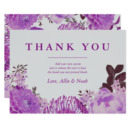 Pretty Purple Floral Thank You Card