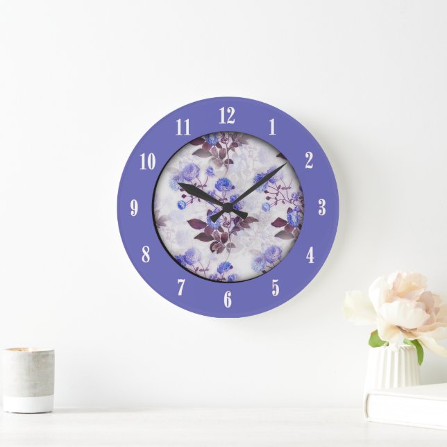 Pretty Purple Floral Twelve Numerals Clock (Home)