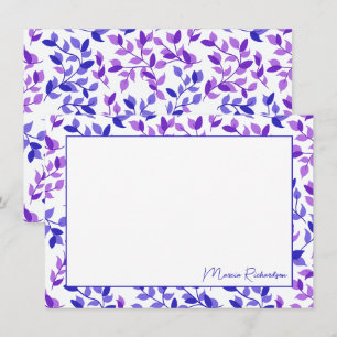Pretty Purple Florals Modern Script Personalized Card