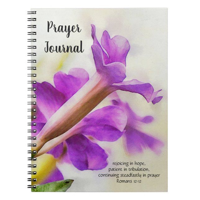 Pretty Purple Flower Art Faith Bible Verse Journal (Front)