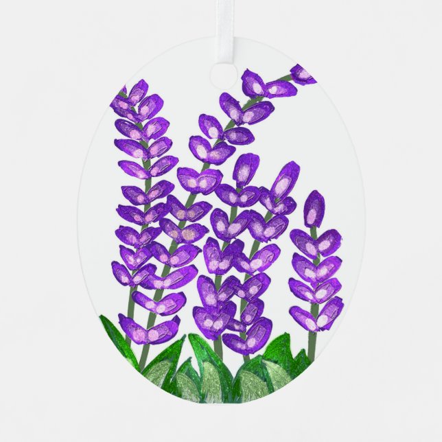 Pretty Purple Flower Art Metal Ornament (Front)