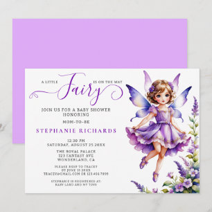 Pretty Purple Flower Fairy Baby Shower Floral Invitation
