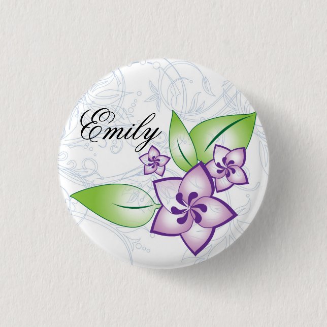 Pretty Purple Flower Flair 1 Inch Round Button (Front)