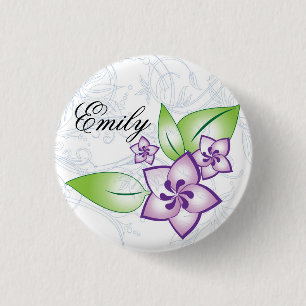 Pretty Purple Flower Flair 1 Inch Round Button