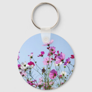 Pretty Purple Flower Meadow Photo Keychain