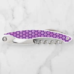 Pretty Purple Flower Pattern Corkscrew