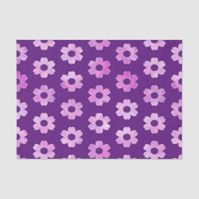 Pretty Purple Flower Pattern Tissue Paper (Front)