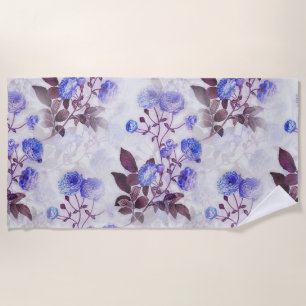 Pretty Purple Flower Print Beach Towel