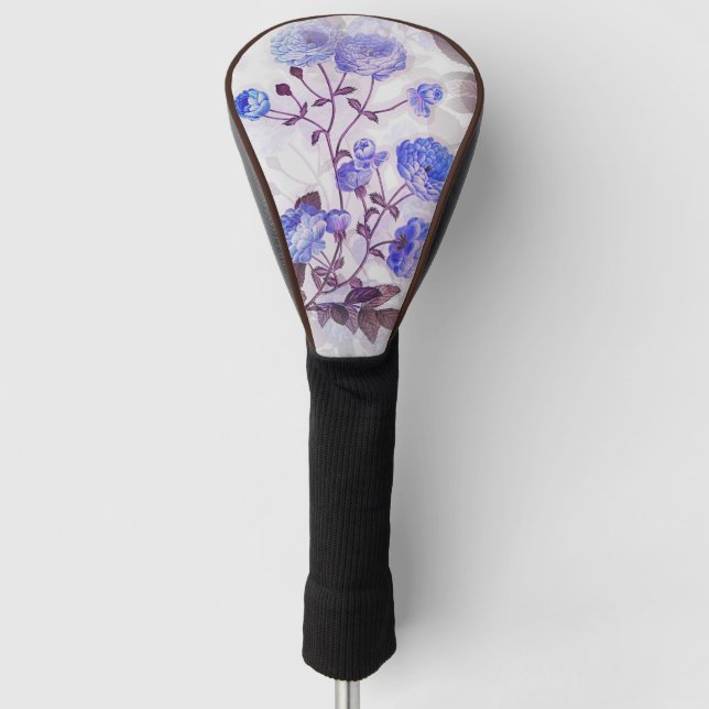Pretty Purple Flower Print Golf Head Cover (Front)