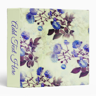 Pretty Purple Flower Print on Green w Name Binder