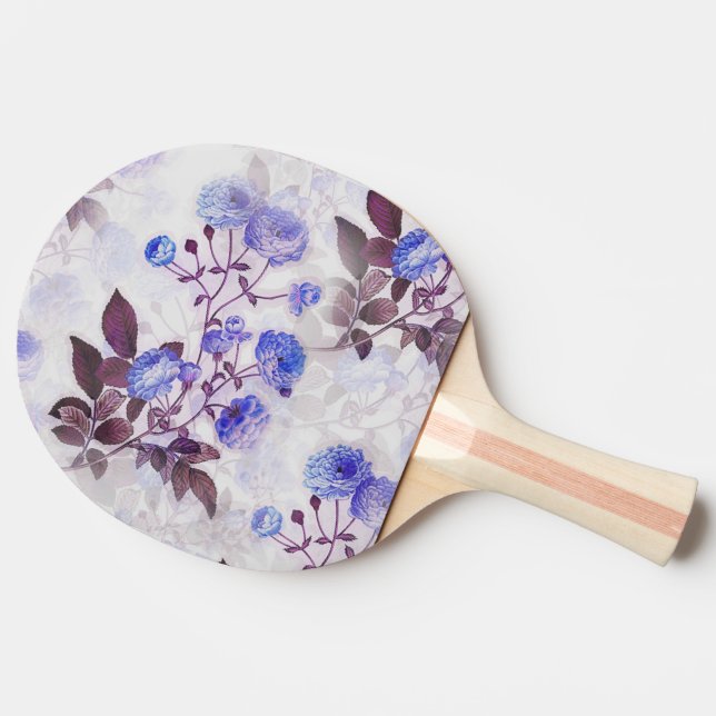 Pretty Purple Flower Print Ping Pong Paddle (Back Side)