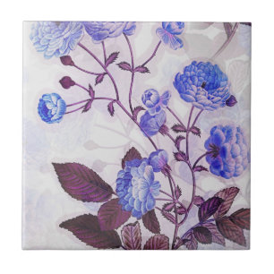 Pretty Purple Flower Print Tile
