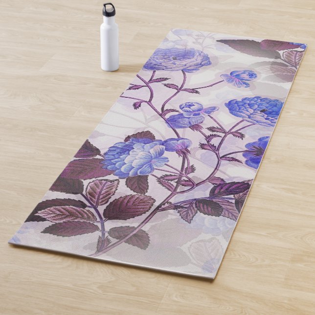 Pretty Purple Flower Print Yoga Mat (In Situ)
