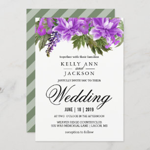 Pretty Purple Flower Wedding Invitation