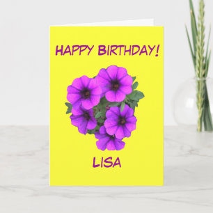 Pretty Purple Flowers Birthday Add her name front Card